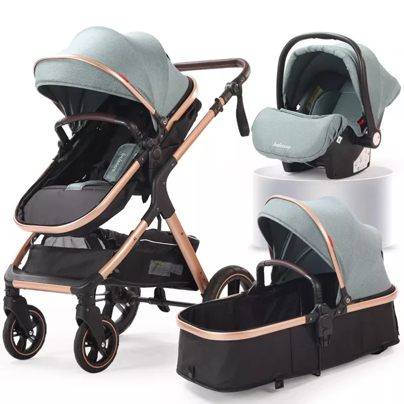 YAZOCO Stroller 3 In 1 Baby Stroller Multifunctional High Landscape  Portable Aluminum Frame CE/CPC Safety Carrinho De Bebe