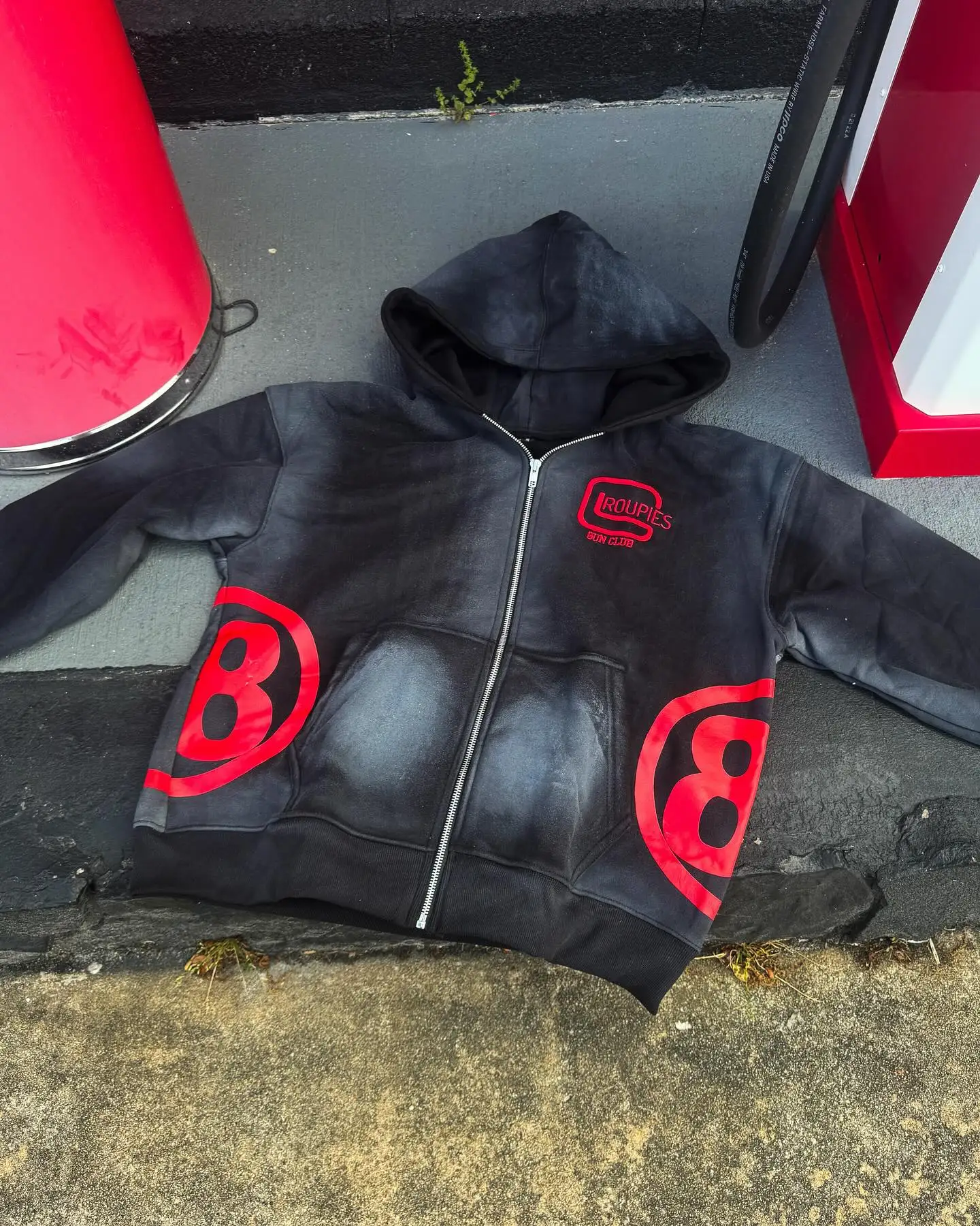 Custom 3d Puff Print Zip up Hoodie Acid Wash Sun Faded Hoodie Cut Edge Vintage Shorts Tracksuits Sweatsuit Hoodie and Short Set gallery 5