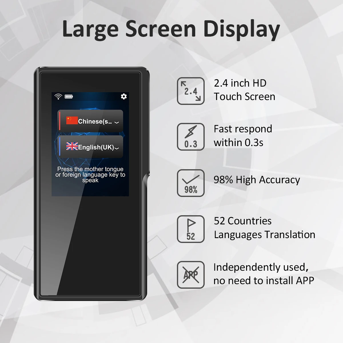 Two-Way WiFi hotspot Real Time 52 Multi-Language T6 Voice Translator