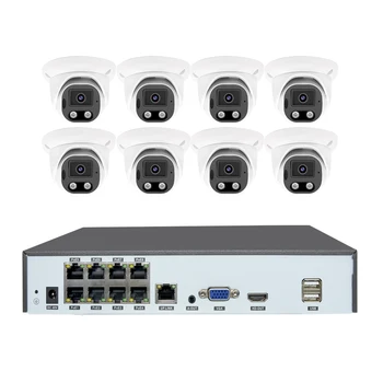 Surveillance Manufacturers 5MP PoE Full Color CCTV NVR Kit Night Vision AudioAI Built-in Mic Outdoor Security Camera System