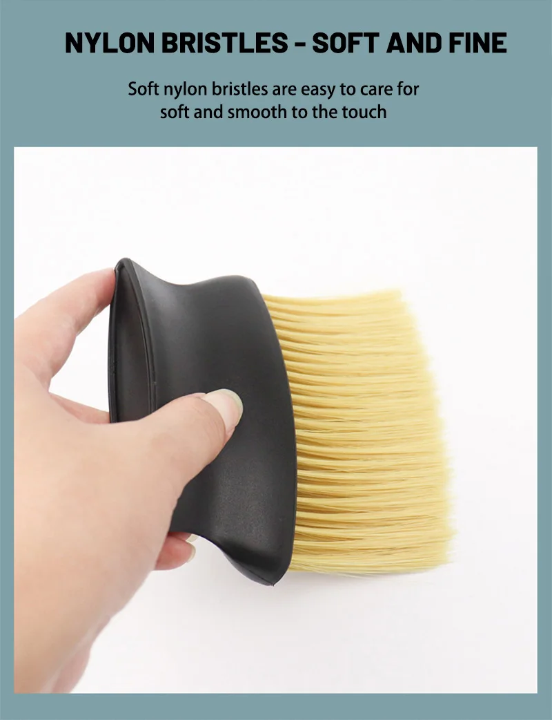 Salon Barber Neck Cleaning Duster Brush Black Flat Handle Hair Salon ...