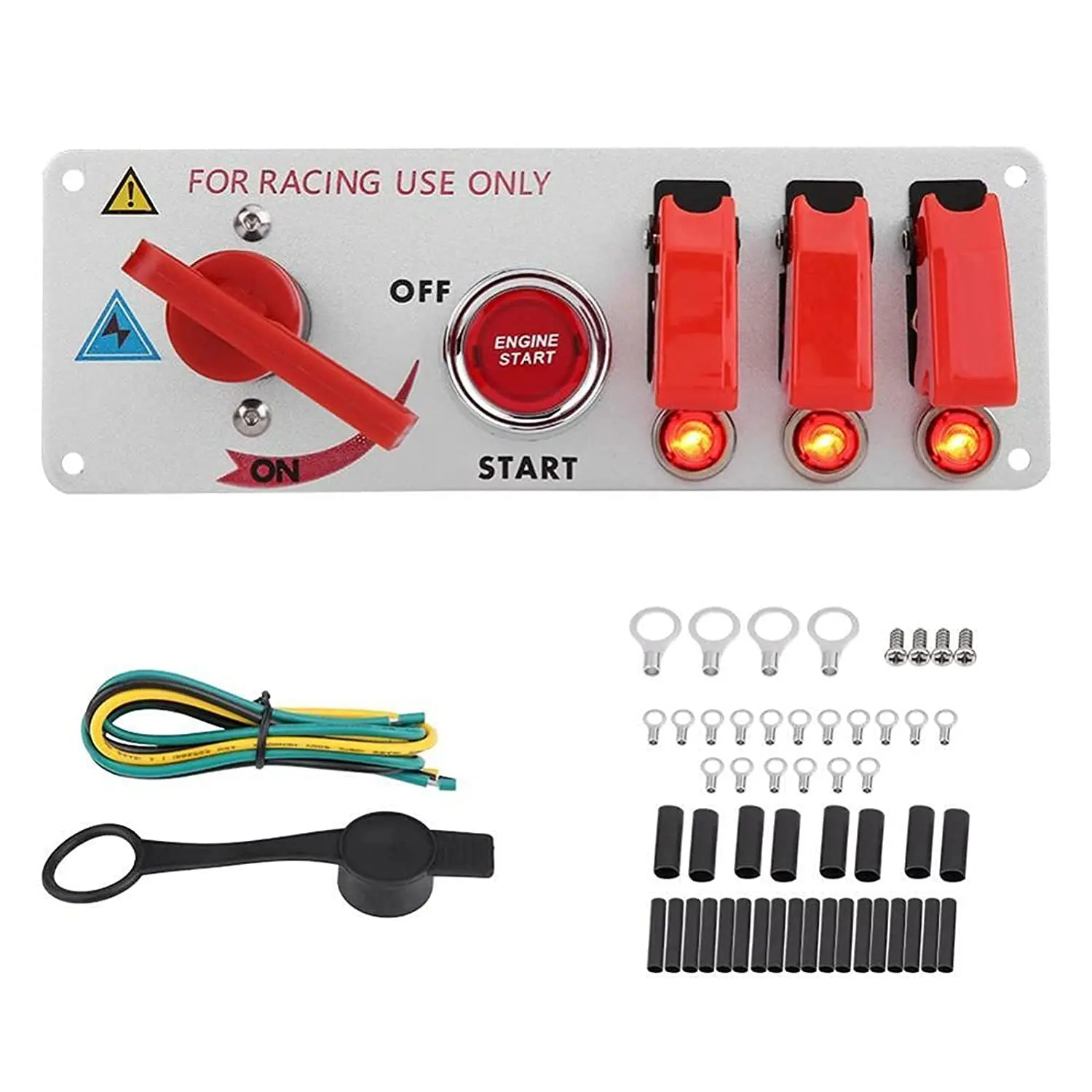 5in1 LED Toggle Engine Start Switch For Racing Cars LED Toggle Ignition Switch Panel 5-in-1 - 12V Engine Start Button With Relay For Racing Cars & Trucks 12v Switch Panel - Foto 4