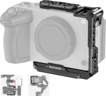 NEEWER FX3 FX30 Half Cage for Sony FX3 FX30 Camera, Aluminum Video Rig with NATO Rail, 3/8" ARRI, 1/4" Threads, Cold Shoe, Arca