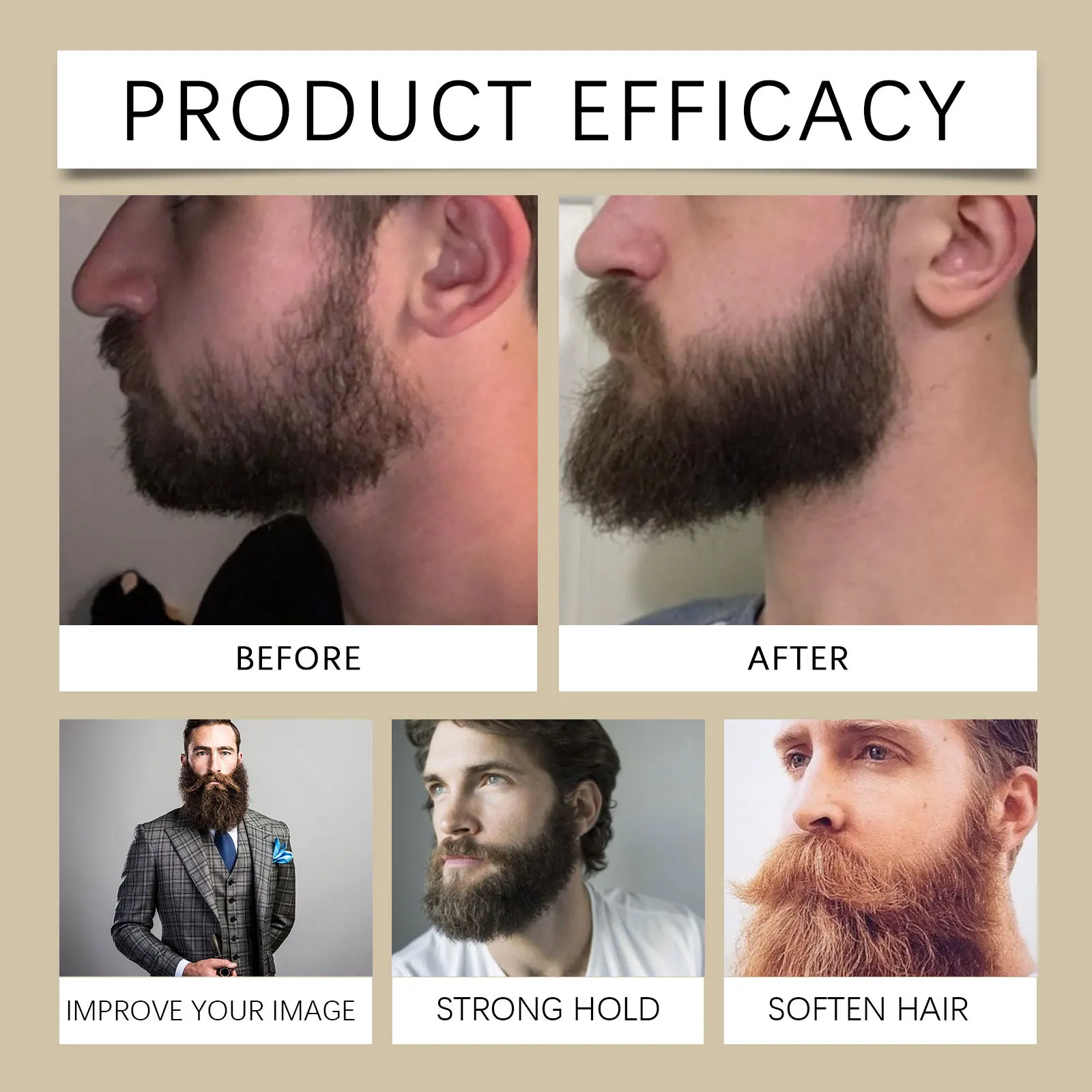 Private Label All Natural Ingredients Moisturizing Strong Hold Beard Balm Cream Hair Moustache Wax for Men
