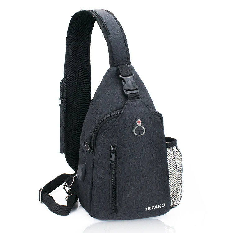 حقائب كتف رجاليّة كبيرة السعة مع حقيبة صدرية، وقابلة للشحن عبر منفذ USB، وتحتوي على فتحة لسماعات الرأس