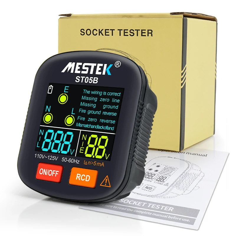 ST05B Socket Standard  US Ground Tester US  Plug Industrial Electric Wall Socket Cheap GFCI RCD Digital Black Socket
