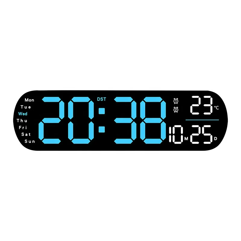Big Digits Colour Screen LED Digital Wall Clock with Large Display with Temperature Auto-Dimming and Timer