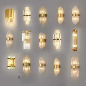 Modern Gold Led Wall Scones Lustre Indoor Lighting Glass / Crystal Led Wall Lamp Led Luminarias Lighting Fixtures