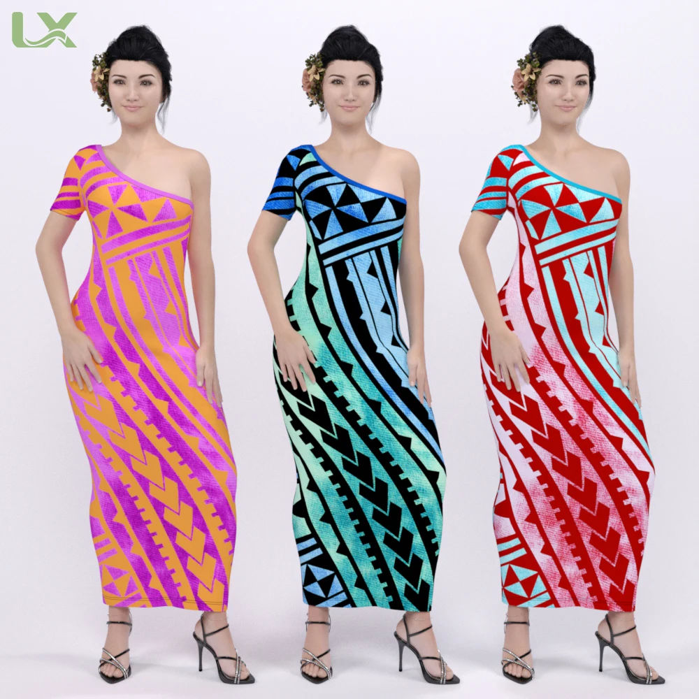 formal samoan dress patterns Custom Hawaiian Printed Design Polynesia Tribal Print Tropical Print Dress simple samoan dress designs