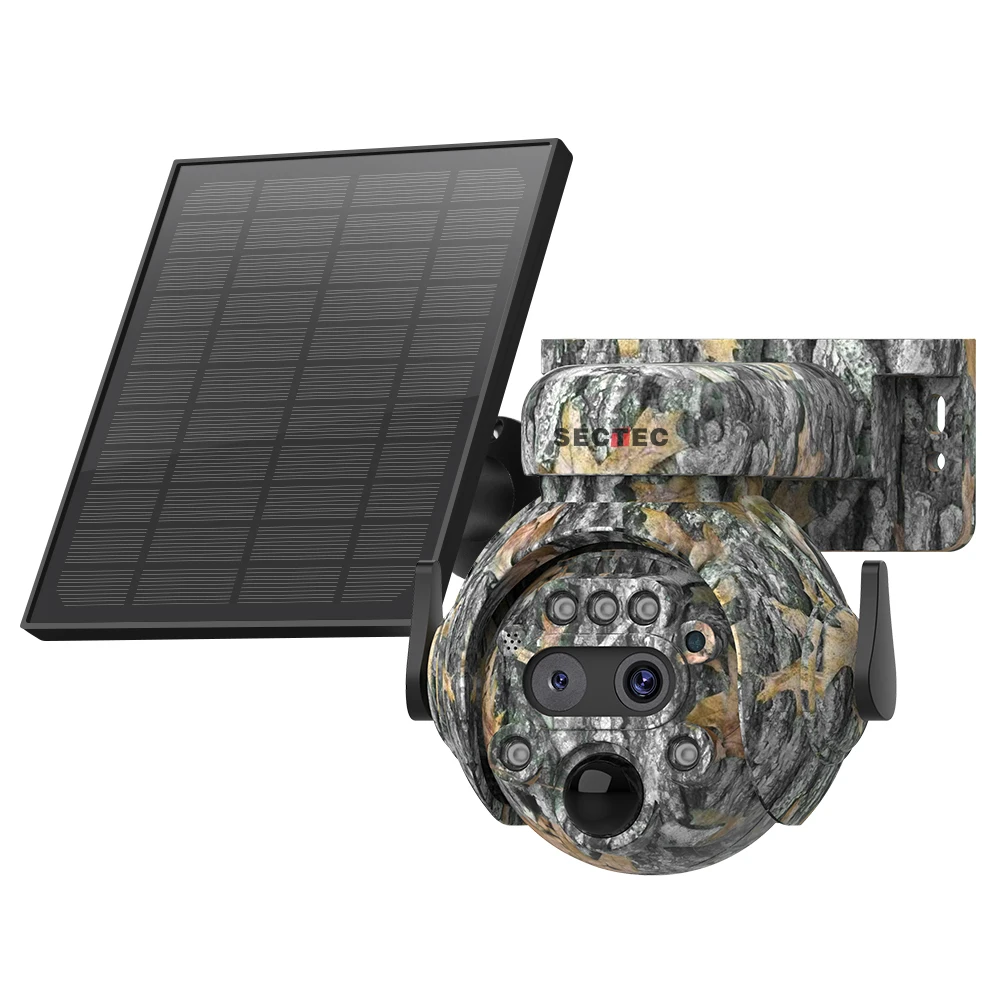 SECTEC Mini 12X Zoom Maple Leaf Camouflage 4G Sim Card IP66 Solar Powered Battery PIR Solar Power Hidden Solar Camera