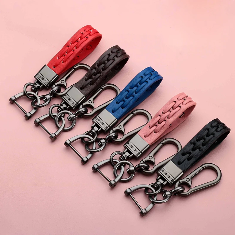 Men Metal Leather Keychain Key Chain Ring Keyfob Car Keyring Holder Braided  Rope
