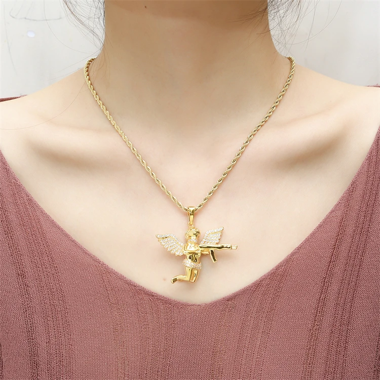 JewelryWe Men's Punk Rock Gun Pendant Necklace - Stainless Steel Hip Hop Jewelry, Cool Gift For Christmas & Birthdays - View #12