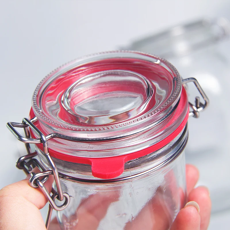 Wholesale 4oz 8oz 16oz Airtight Glass Storage Jar Mason Jar Clip Top