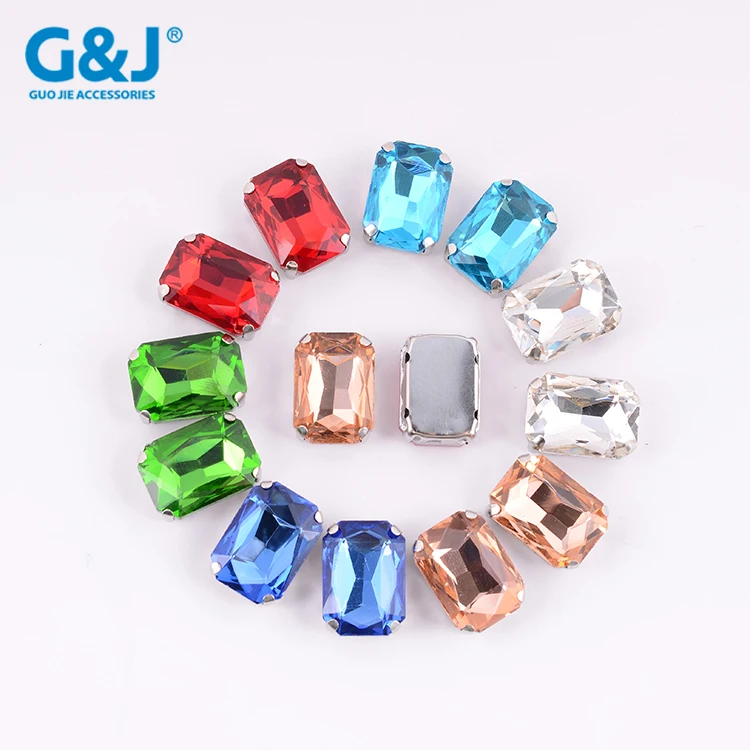 Rectangle Shape Claw Setting Glass Diamond Loose Flatback Rhinestones for Girl Dress Accessories