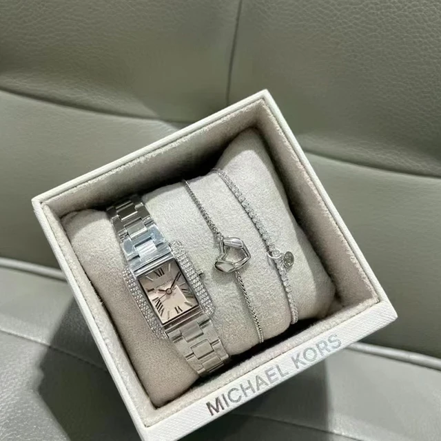 For MICHAEL  Elegant Women's Watch Retro Gold Square with Roman Diamond & Moissanite Fashionable Cute Style for Gifts