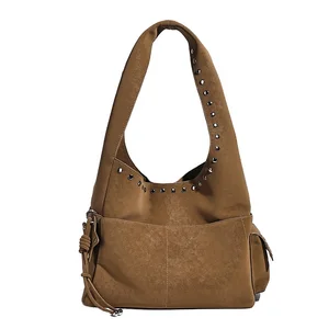 Factory Custom Fashion Ladies Bucket Handbags Design Rivet Tote Bag Luxury High Quality Women Shoulder Bags