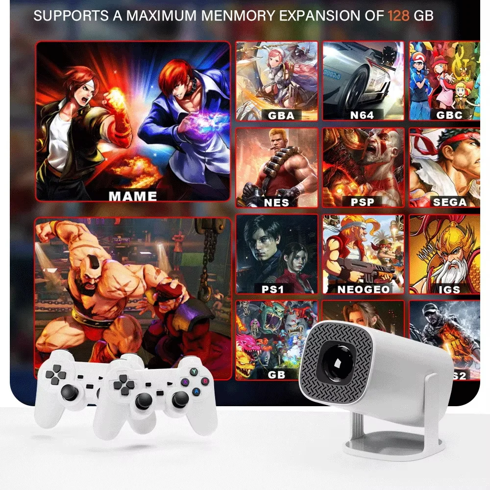 P30 MAX Game Projector Classic Video Game Console 30000 Games LCD Potable Projector 720P Output F300 Projector for Home Party