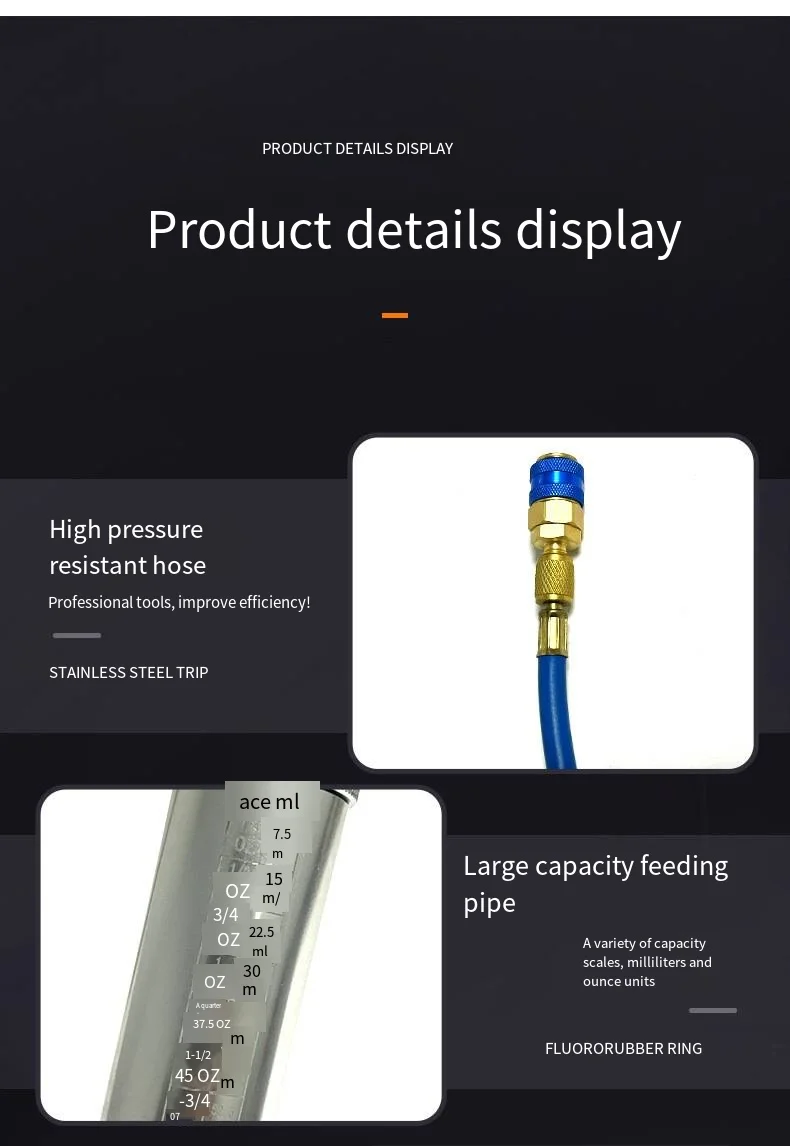 Vehicle Automotive Air Conditioning Refrigeration Oil Filler Compressor No Vacuum Leak Detection