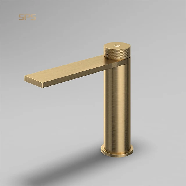 A2020 Gold Bathroom Sink Faucet bathroom taps basin mixer Luxury Modern Brass single hole Creative Switch Powerful push faucet