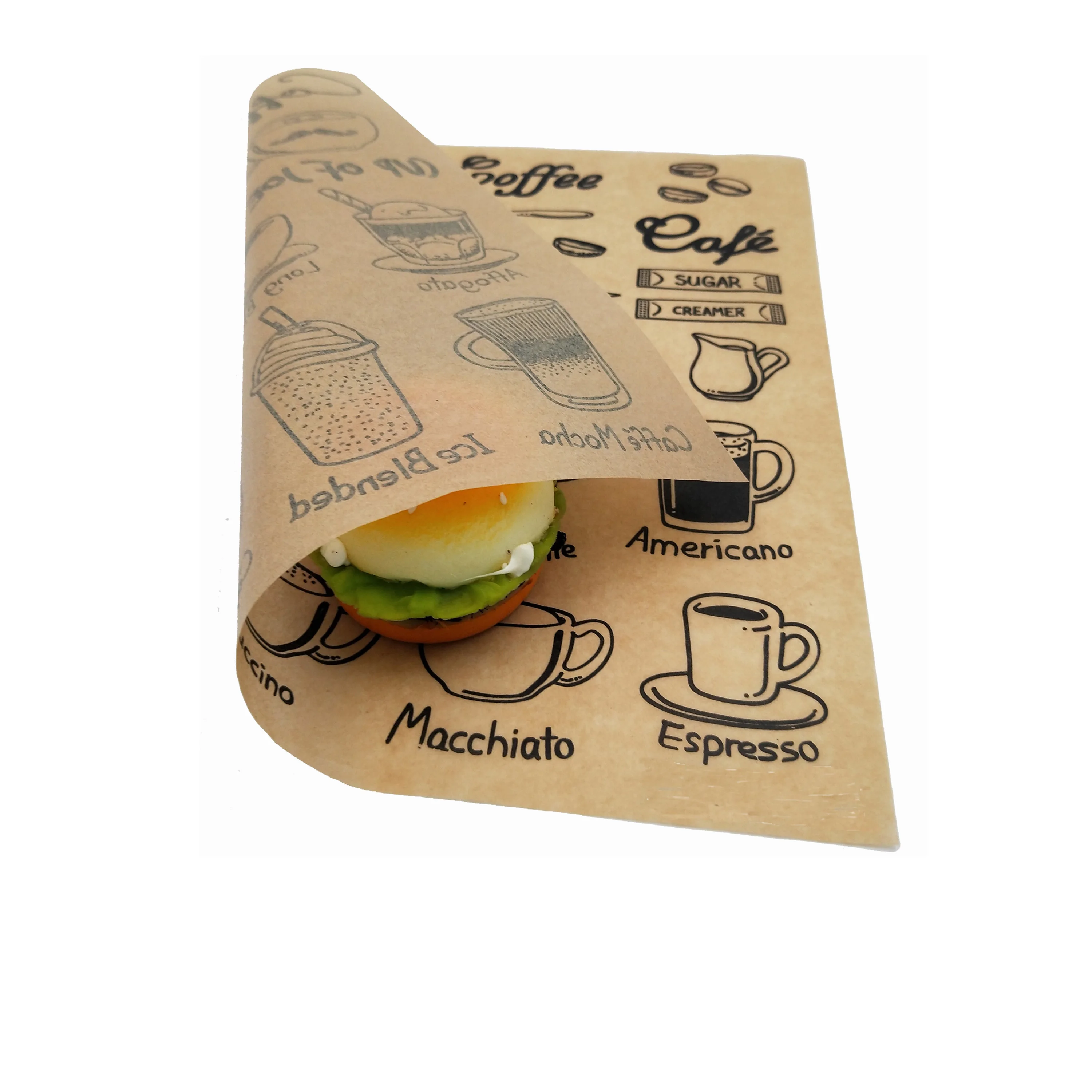 Custom Printed Wax Food Wrapping Burger Sandwich Food Wrap Tray Liner Paper  - China Proof Food, Green Ink