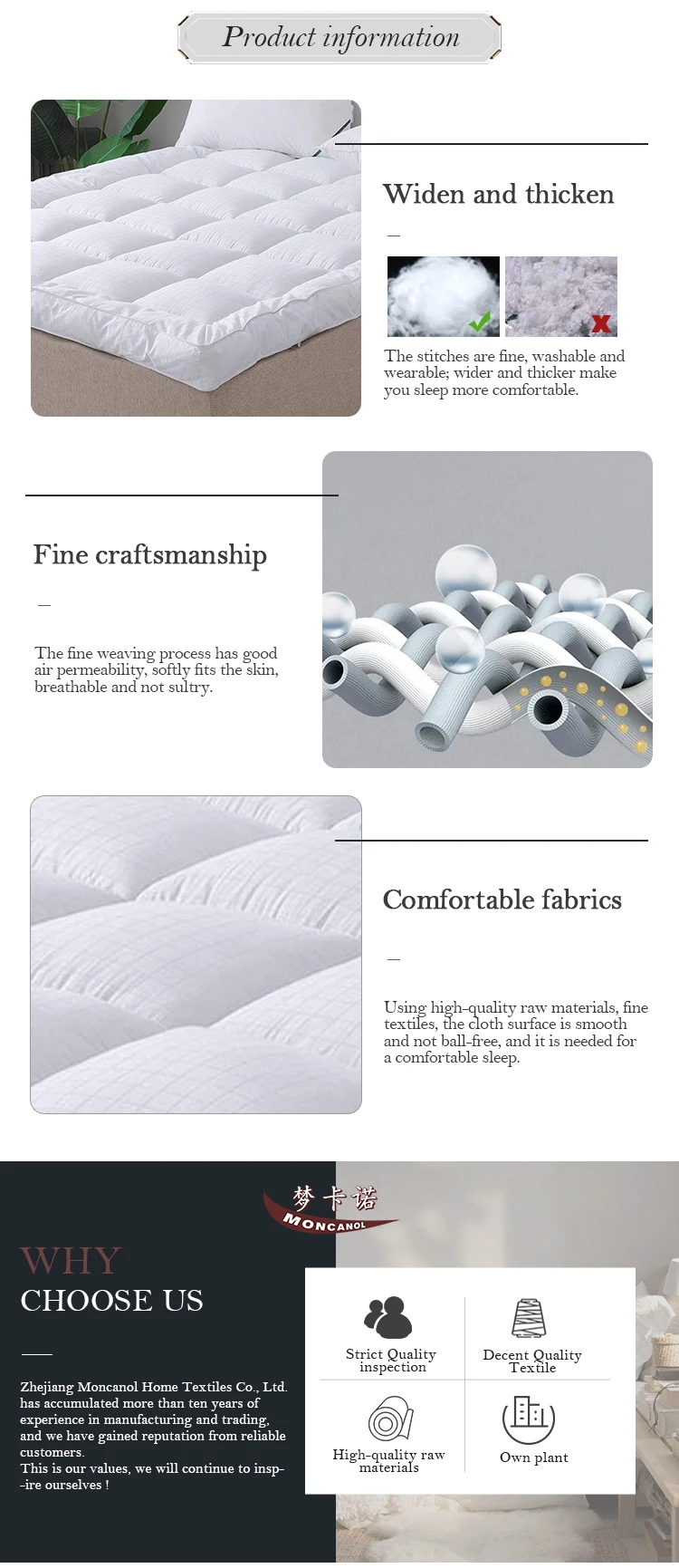 Extra Thick Mattress Topper 4 Inch Overfilled Fiber Cooling Bed Topper