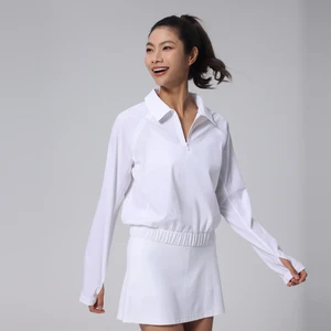 Custom Logo Women Quarter Zip Shirts Golf Tennis Wear Sports Training Workout Long Sleeve Shirt Tennis Tops Pullover for Women