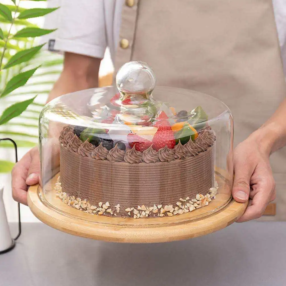 Porta Torta Hot Selling Dessert halter Kse platte Serviert ablett Bambus  Kuchenst nder mit Kuppel abdeckung