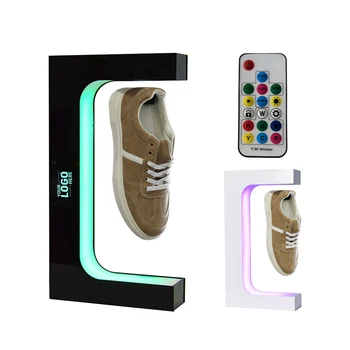 Levitating Shoe Display Magnetic Levitation Sneaker Stand with LED Light Customized logo Hollow transparent OEM