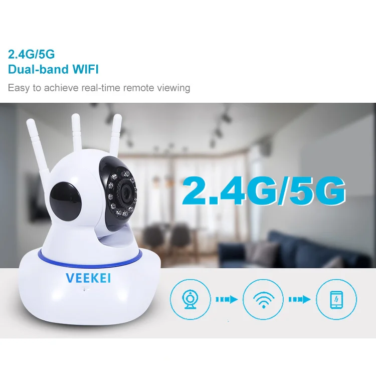 Veekei HD 1080P YI Iot Wifi Camera PTZ P2p Ip Cctv Camera Support PC  Management and Free Cloud Storage