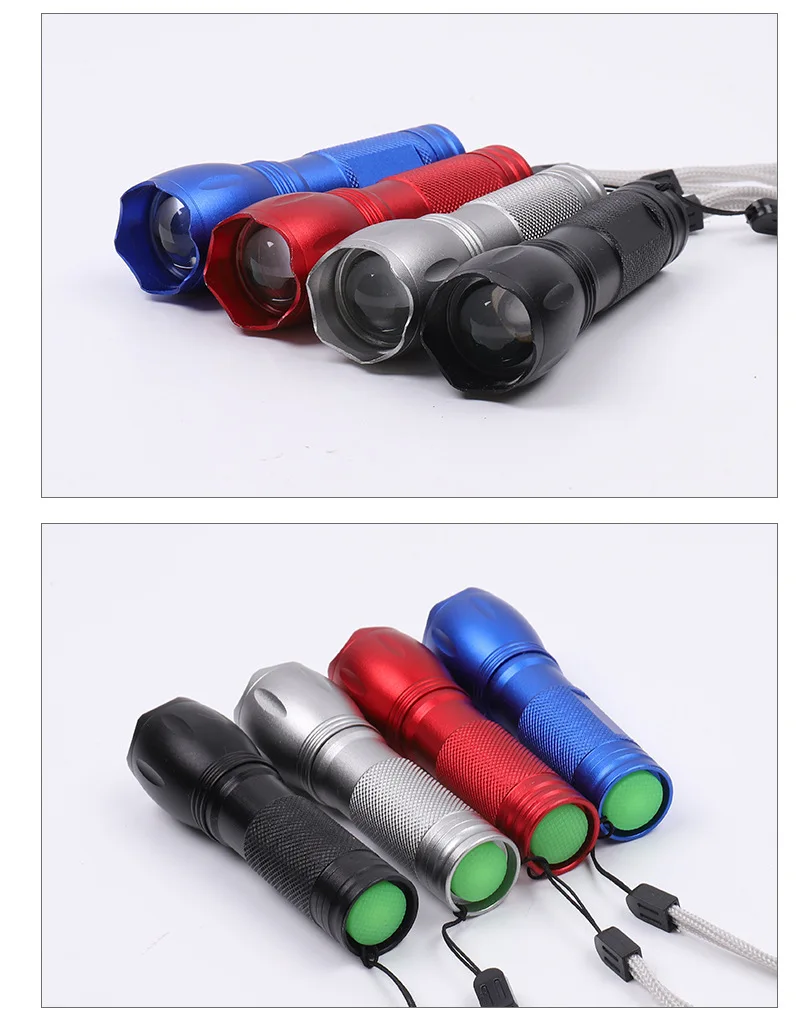 Aluminum XPE T6 3W LED Mini Zoomable Tactical Pocket AA Battery Flashlight For Camping Outdoor Emergency factory