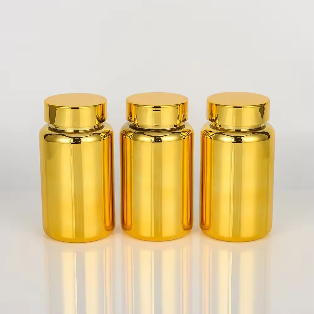 Wholesale Gold Plastic Bottle Pill Capsule Medicine Jars Vitamin Pharmaceutical Bottle 220cc pet Heath Care Supplement Bottle