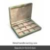 Estuche para pendientes con asa de metal verde