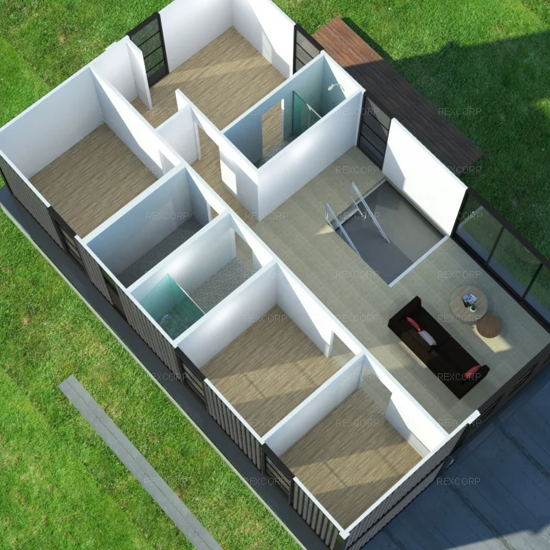 Modern 40ft Shipping Modular Container House 5 Bedroom Modular Container House Family Home Building