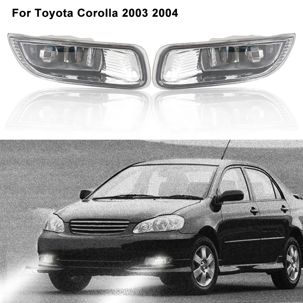 Soillar Front Bumper Fog Light Kit For 2003-2004 Toyota Corolla (Pair W/ Bulbs)