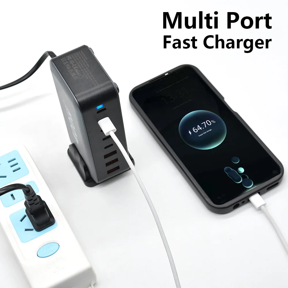Universal Compatibility 8 Port PD QC 400W GAN Desktop Fast Charger Multi-function  USB Charging for Mobile Phone