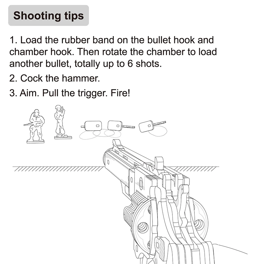 CPC Certificated Robotime Rokr DIY Wooden Gun Toy With Safe Rubber Bullet 3D Puzzles