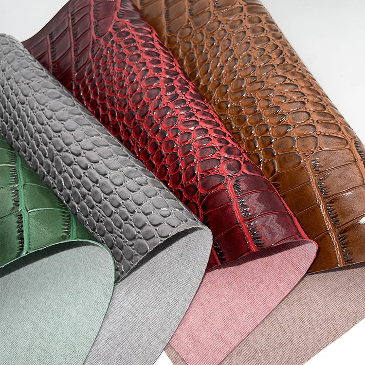 Two Colors Customized Embossed Crocodile PVC Synthetic Faux  Leather Water Resistant for Bags