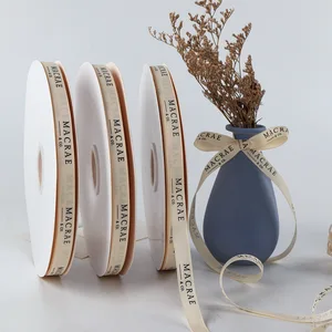 Custom Letter Printing Ribbon 1cm Wrapping Ribbed Belt for Birthday Holiday Gift Box Valentine's Day Cake Tie Butterfly Ribbon
