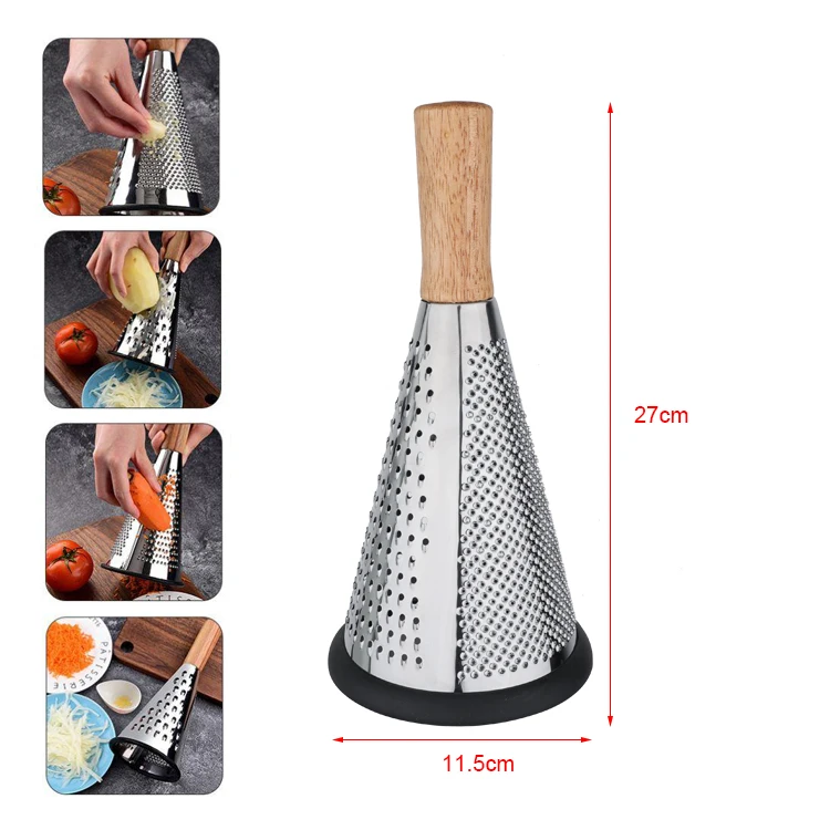 Kitchen Drum Grater Conical Grater With Rubber Wood Handle For