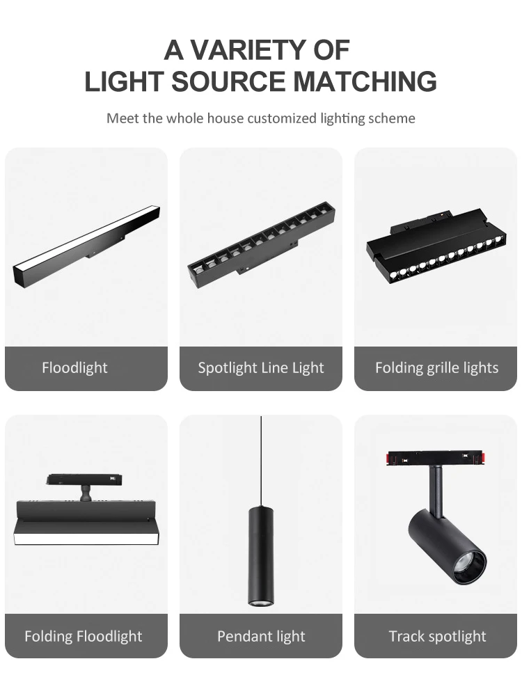 Surface Mounting Suspension Type Embedded Smart Phone App Control Track Lights Rail
