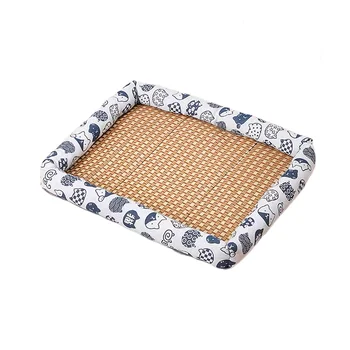 Customized Cool Rattan Pet Nest Breathable Ice Mat Lining Wear-Resistant Non-Slip Base Modern Cartoon for Summer Silk Oxford