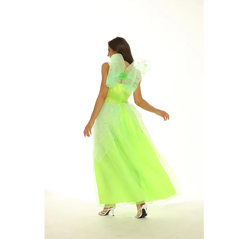 Women and Girls Party or Carnival Cosplay Princess Dress with Wings 2pcs Set Peter Pan Tinker Bell Fairy Costumes for Halloween Women and Girls Party or Carnival Cosplay Princess Dress with Wings 2pcs Set Peter Pan Tinker Bell Fairy Costumes for Halloween