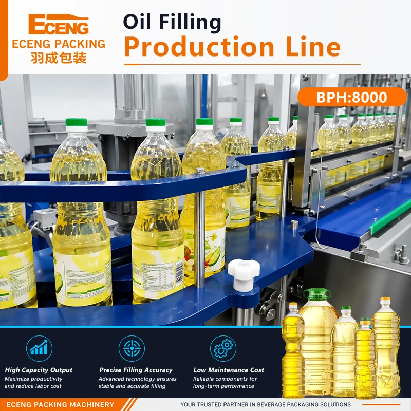 8000BPH High Efficiency Cooking Oil Bottling Line Adjustable Bottle Range for Vegetable Oil Plant Turnkey Solution