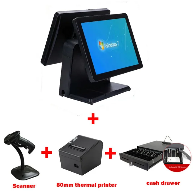 Android 15 Inch Pos with Scanner Cash Drawer Thermal Printer with Free Sdk