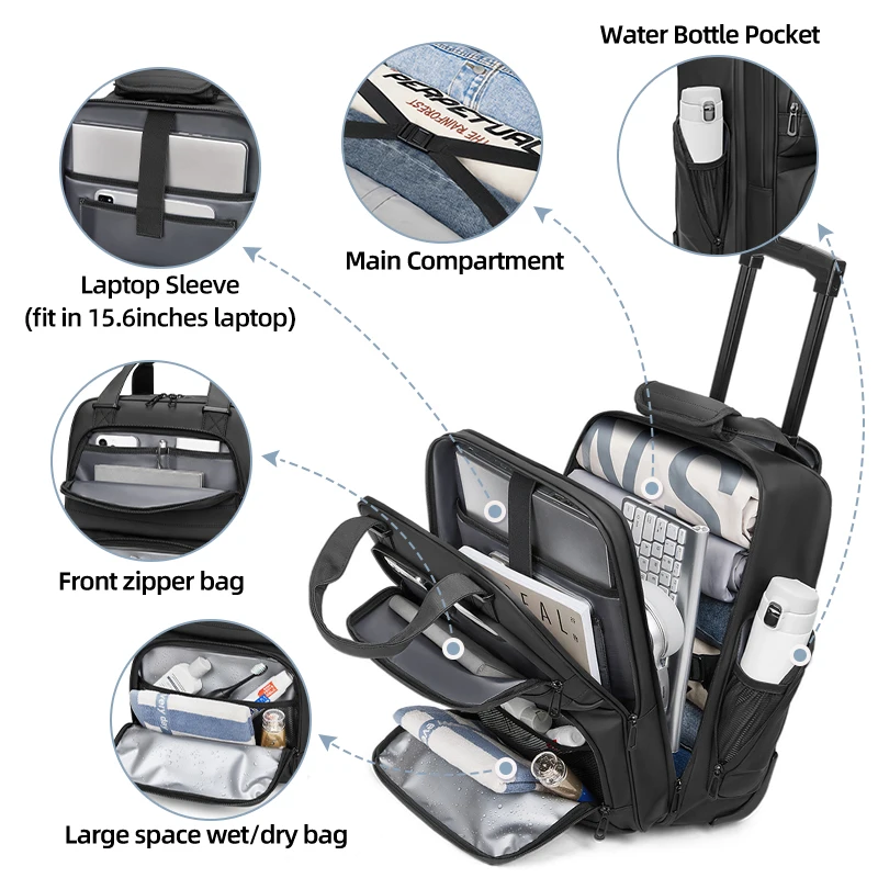 Durable Travel Wheeled Trolley Duffel Bag With Large Capacity