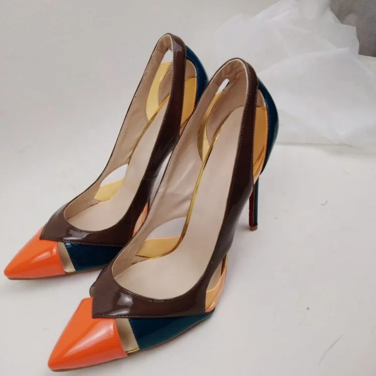 chinese dress ladies Vintage 1960s Heels Johansen Multi Color Block Mod Women's-7