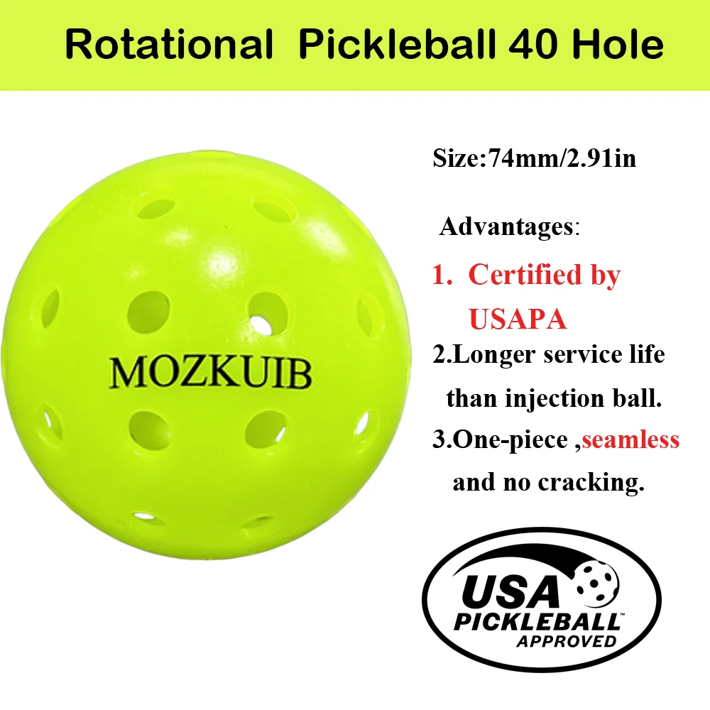 MOZKUIB USAPA Approval Rotational  Neon Green Outdoor 40 Holes Pickleball Ball