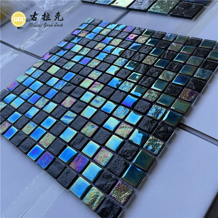 Wholesale sunshine black glass mosaic tile for swimming pool supplier