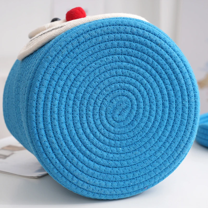 Мультяшная детская корзина для хранения подгузников, игрушек, круглая с крышкой, корзина для хранения хлопковой веревки для гостиной