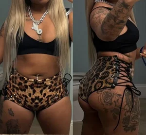 Viviblook D25PT126 2026 New Hot Shorts for Women Leopard Print Hollow Cross Lace up Rope Low Waist Sequin Casual Shorts